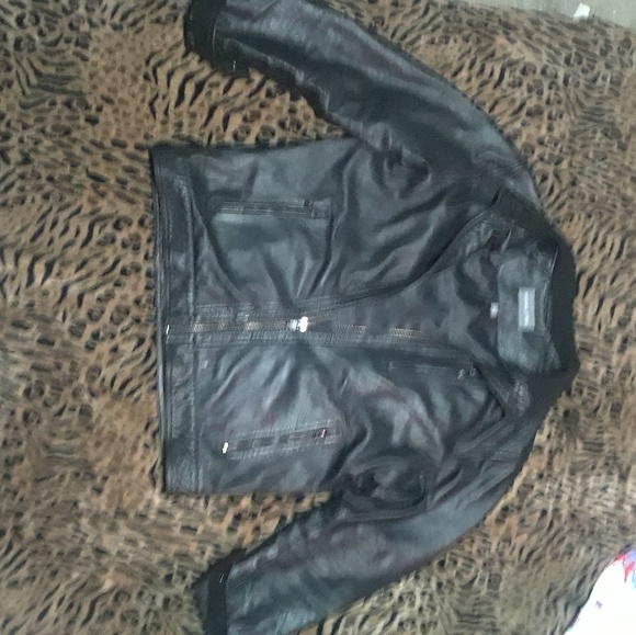 Michael Kors mens Zip-Front Leather Jacket - Picture 4 of 5